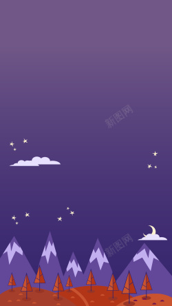 自然夜景插画背景矢量图背景