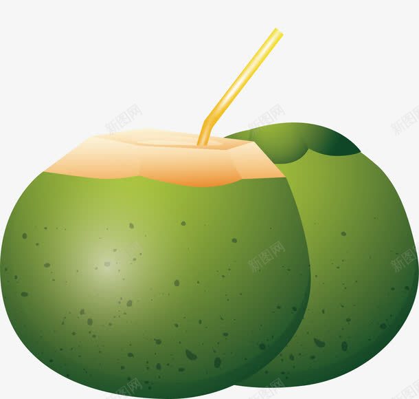 绿色青椰汁png免抠素材_新图网 https://ixintu.com 叶子 新鲜 椰汁 矢量素材 青椰子