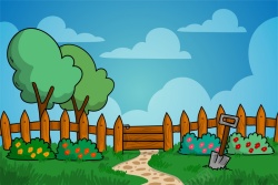 铁锨花园栅栏风景背景模板矢量图高清图片