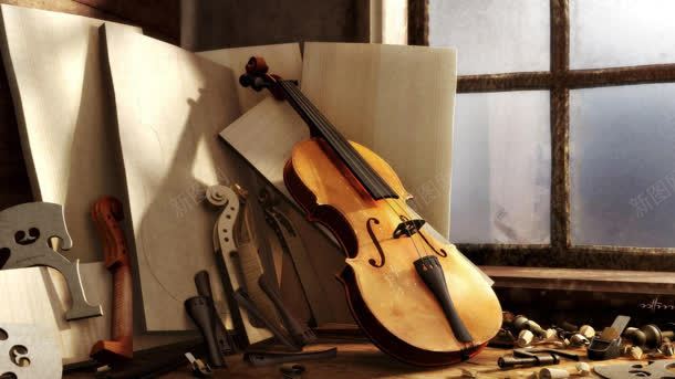 旧画室里的大提琴背景