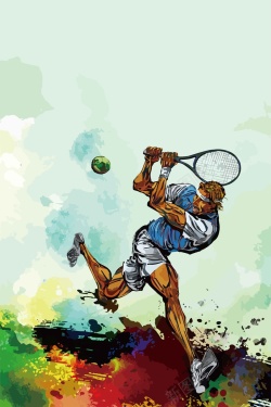 努力的运动员手绘涂鸦运动员网球矢量图高清图片