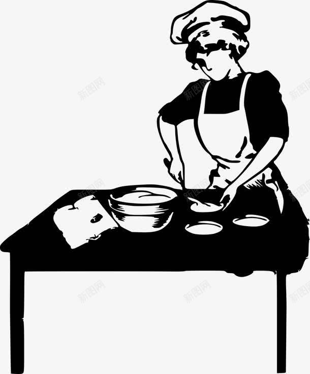 欧式女厨师png免抠素材_新图网 https://ixintu.com 厨娘 厨师 面包 面包师 面点 黑白