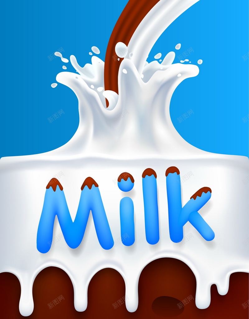 MILK牛奶矢量图ai设计背景_新图网 https://ixintu.com MILK 卡通 手绘 棕色 流动 液体 牛奶 童趣 矢量图