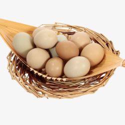 土鸡蛋篮子篮子里的鸡蛋高清图片