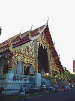 泰国清迈寺庙廊道素材