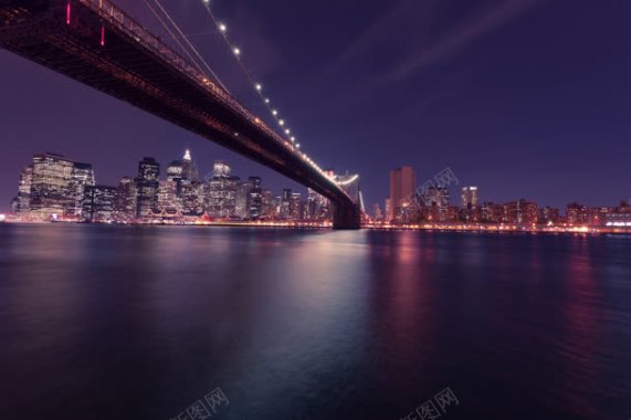 灯火通明的水上大桥海报背景背景