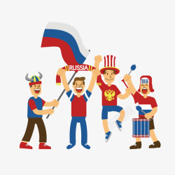 卡通疯狂的俄罗斯球迷矢量图素材