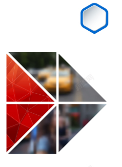 创意街景红色晶体三角形模糊商务封面背景矢量图高清图片