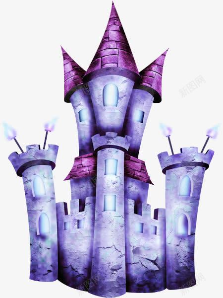 卡通城堡png免抠素材_新图网 https://ixintu.com 卡通 城堡 山角形 紫色