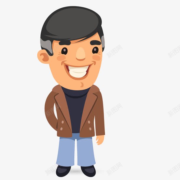卡通笑嘻嘻的中年男子png免抠素材_新图网 https://ixintu.com 中年男子 人物设计 微笑 笑嘻嘻 笑容