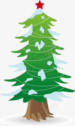 绿色积雪圣诞树素材