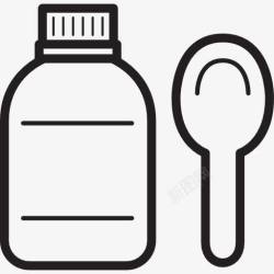 透明医药瓶糖浆用勺子图标高清图片