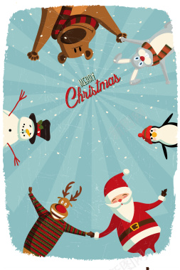 欢乐圣诞小动物海报背景矢量图背景