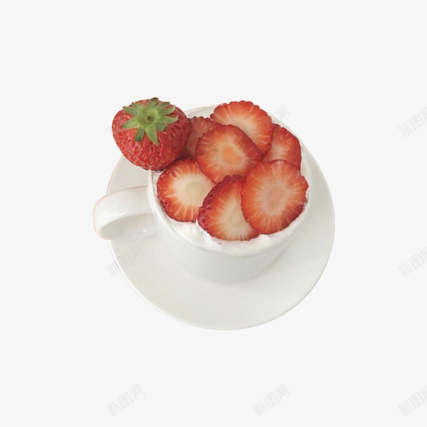 杯子里切片的草莓png免抠素材_新图网 https://ixintu.com 水果 美食 草莓 食物