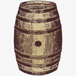 酿酒木桶手绘酒桶高清图片