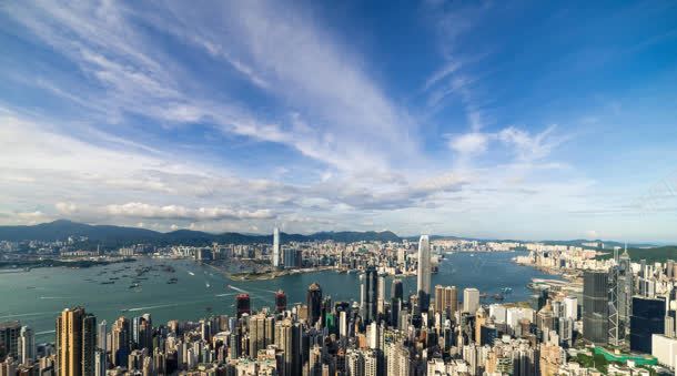 都市高楼水面蓝天海报背景背景