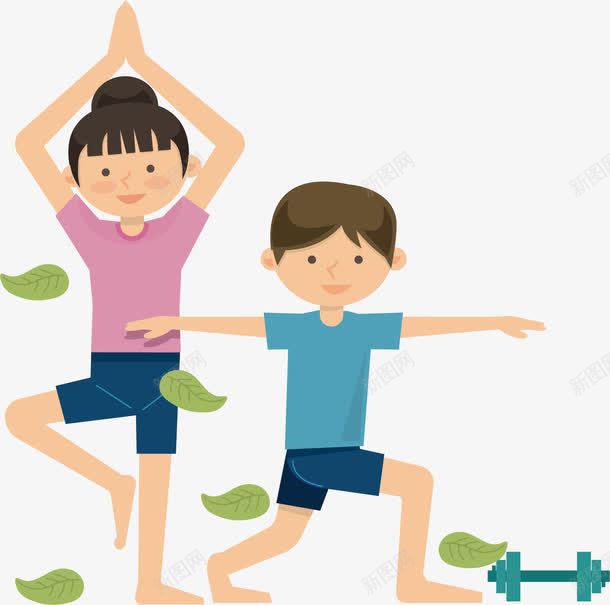 健身卡通png免抠素材_新图网 https://ixintu.com 健身 卡通人物 卡通动漫 彩色 瑜伽 运动 锻炼