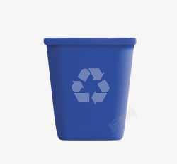 蓝色垃圾桶蓝色简约保护环境可回收标志的垃高清图片