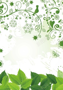 绿色树叶背景装饰矢量图背景