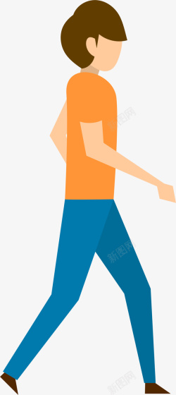 男人侧面素描人物插画走路的男人高清图片