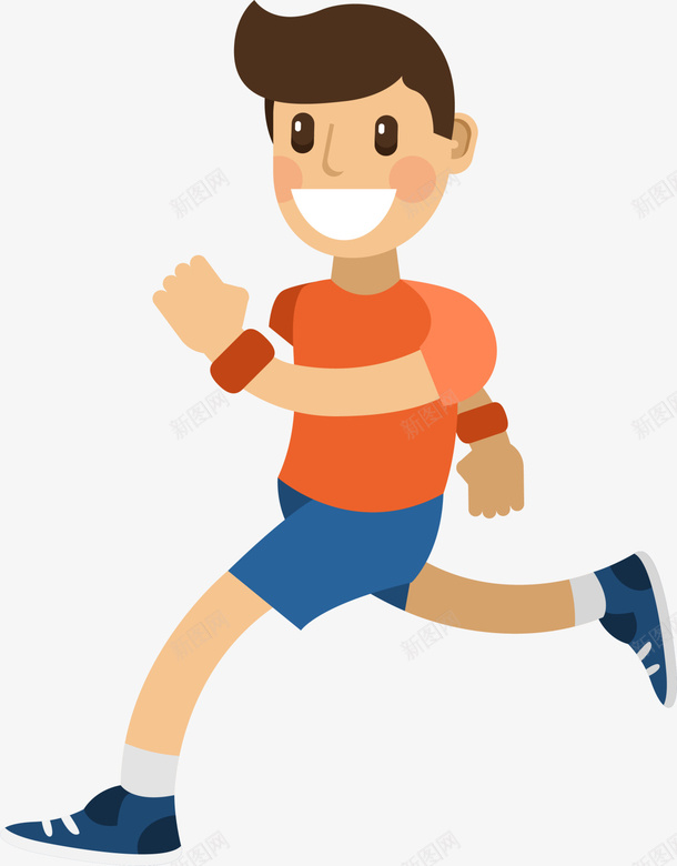 扁平卡通微笑男孩png免抠素材_新图网 https://ixintu.com 健身 微笑男孩 装饰图案 跑步男生 运动 锻炼