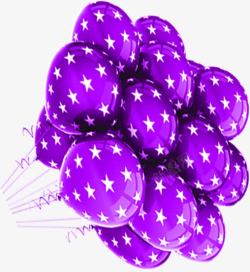 紫色五角星质感气球素材