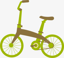 绿色可爱卡通自行车素材