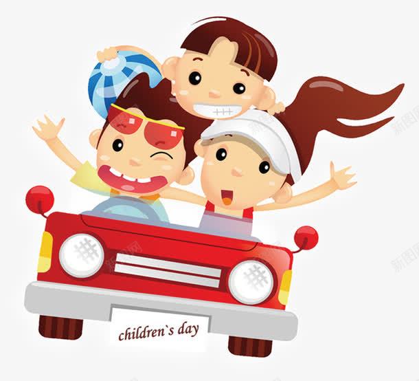 小孩坐车png免抠素材_新图网 https://ixintu.com 人物 坐车 坐车的小孩 女孩 小孩 男孩 红色 车子