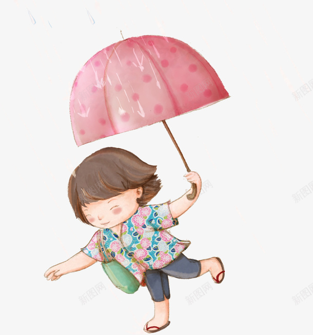 打伞的小女孩png免抠素材_新图网 https://ixintu.com png图形 png装饰 下雨 卡通 小女孩 打伞 装饰