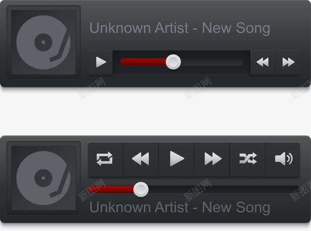 播放器png免抠素材_新图网 https://ixintu.com 免费矢量下载 播放器 进度条 黑色