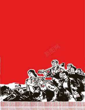 矢量中国风红色革命手绘背景背景