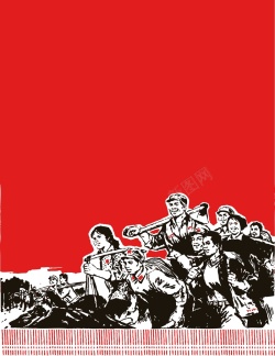 中国发展视频矢量中国风红色革命手绘背景高清图片