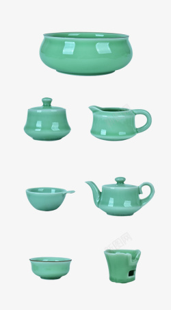 青瓷茶具产品实物青瓷茶具茶杯高清图片