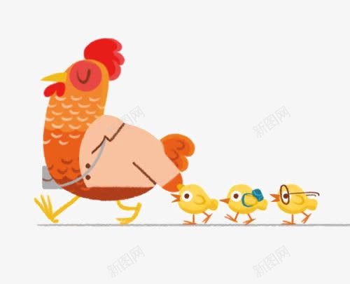 母鸡和小鸡png免抠素材_新图网 https://ixintu.com 儿童 动物 卡通 可爱 小鸡仔 小鸡妈妈 手绘 插画 绘本