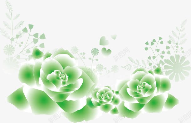 绿色玫瑰水草png免抠素材_新图网 https://ixintu.com 手绘玫瑰 玫瑰花 绿色玫瑰矢量图