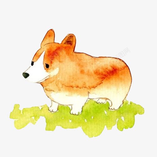 柯基萌犬水彩画片png免抠素材_新图网 https://ixintu.com 柯基犬 水彩手绘画 狗狗 短腿狗 黄色