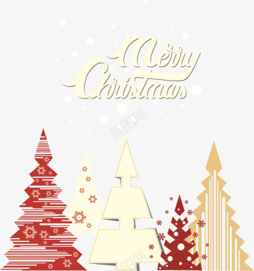 圣诞节英文和圣诞树图标图标