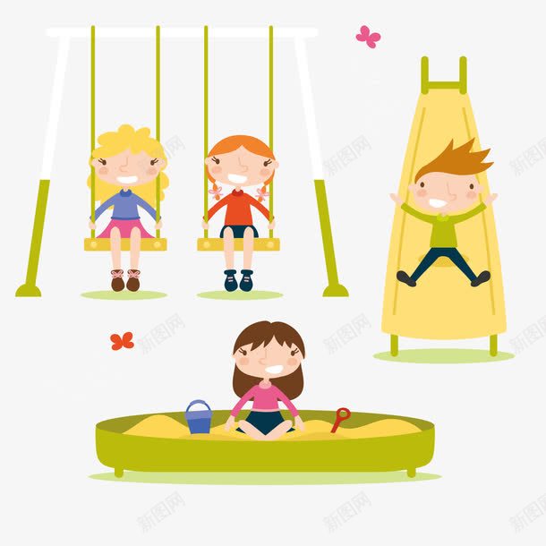 玩耍的儿童png免抠素材_新图网 https://ixintu.com 儿童 公园 沙子 滑梯 玩耍