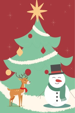 红绿配背景手绘插画风格圣诞节矢量图高清图片