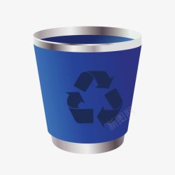 金属废纸篓蓝色垃圾桶废纸篓高清图片