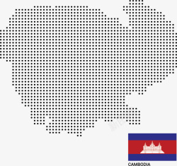 柬埔寨像素地图国旗矢量图素材
