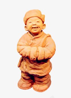 传统文化雕塑泥塑可爱的小男孩高清图片