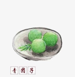 豆沙青团子绿色食物高清图片