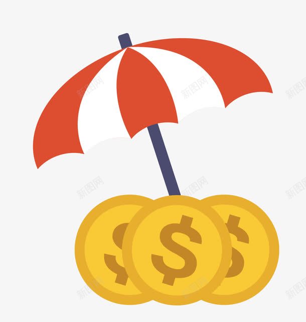 遮阳伞金币png免抠素材_新图网 https://ixintu.com 矢量素材 遮阳伞 金币 金钱