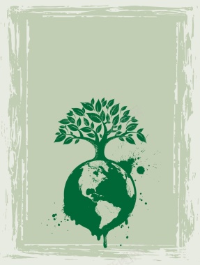 矢量绿色环保低碳地球树木背景背景