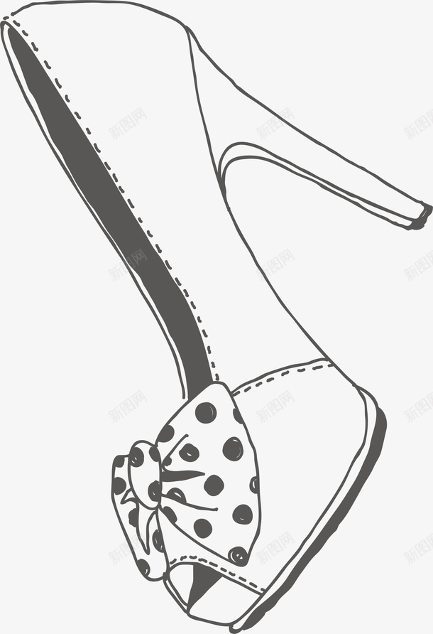 黑色线条高跟鞋png免抠素材_新图网 https://ixintu.com 免抠PNG 线条 装饰图案 鞋子 高跟鞋 黑色