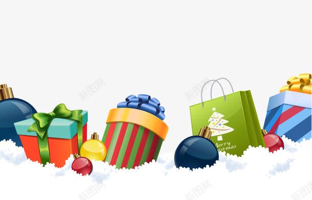 圣诞礼物盒和购物袋png免抠素材_新图网 https://ixintu.com 圣诞节 礼物