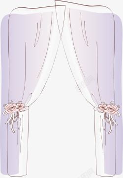 玫瑰花系水彩紫色窗纱高清图片