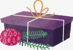 紫色手绘礼盒矢量图素材
