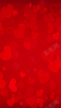 浪漫情人节红色心形图案H5背景矢量图背景